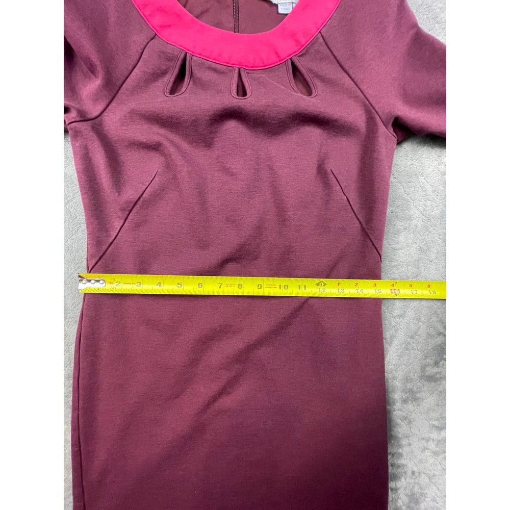 Boden Purple Pink Collar Keyhole Neck 3/4 Sleeve Lined Dress US 2R Colorblock - Picture 6 of 12